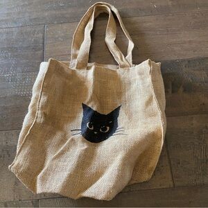 Bag, Tote Burlap Black Cat